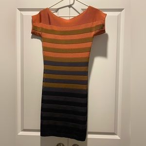 BCBG Striped Mini Dress - Orange, Brown, Black